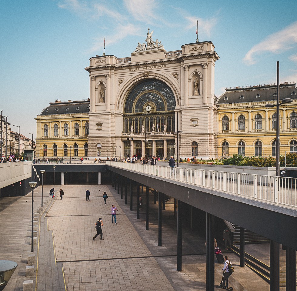 Keleti Pályaudvar, the main train station in Budapest Hungary