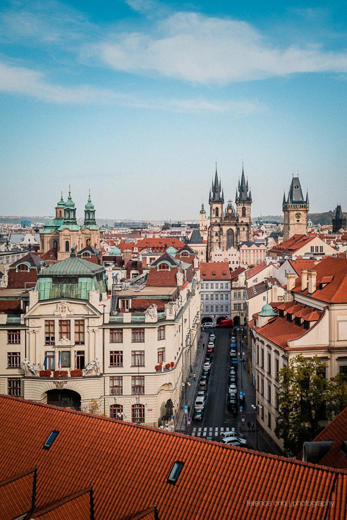 The view at the top of the Astronomical Clock in Prague