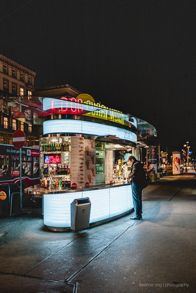 A Hotdog Stand along the Opera House in Vienna, Austria